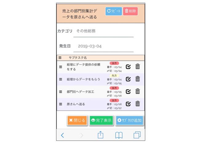 参考:タスク管理ツール「タスクペディア」