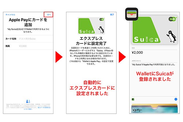手順に沿って入力・登録。チャージ用のクレジットカードも登録できます→iPhoneの「Wallet」アプリにSuicaが登録されます
