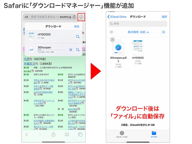 Safariに「ダウンロードマネージャー」機能が追加。ダウンロードしたファイルが管理しやすくなります