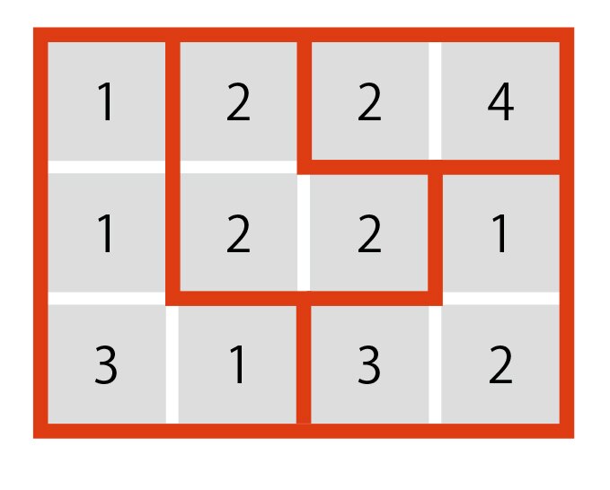 足して「合計」の数になるように、数字のマスを囲んでください。の答え